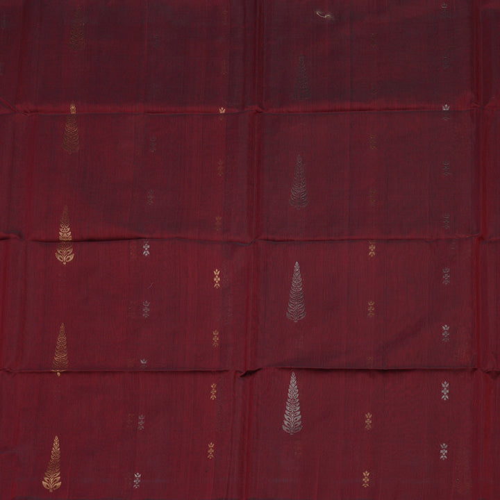 Hayagrivas Handloom Wine Maroon Pure Kora Silk Cotton Saree KBE1485J3-11