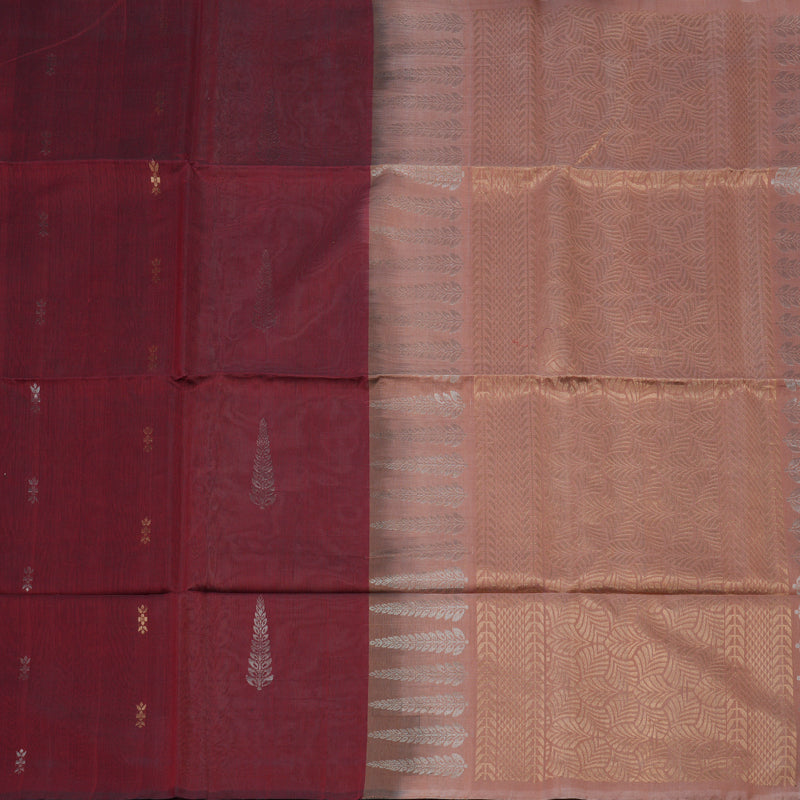 Hayagrivas Handloom Wine Maroon Pure Kora Silk Cotton Saree KBE1485J3-11