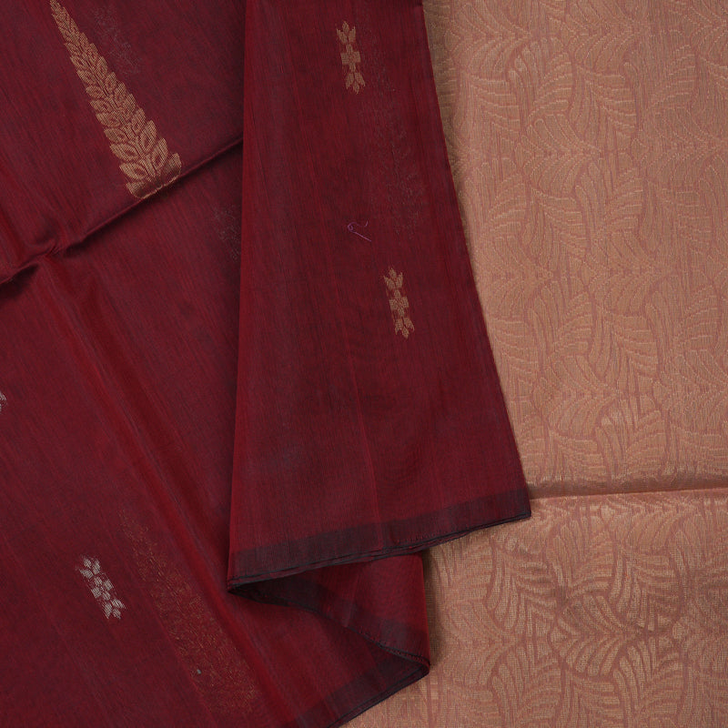 Hayagrivas Handloom Wine Maroon Pure Kora Silk Cotton Saree KBE1485J3-11