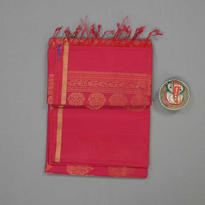 Hayagrivas Handloom Pink Pure Kora Silk Cotton Saree KBE1485J3-13