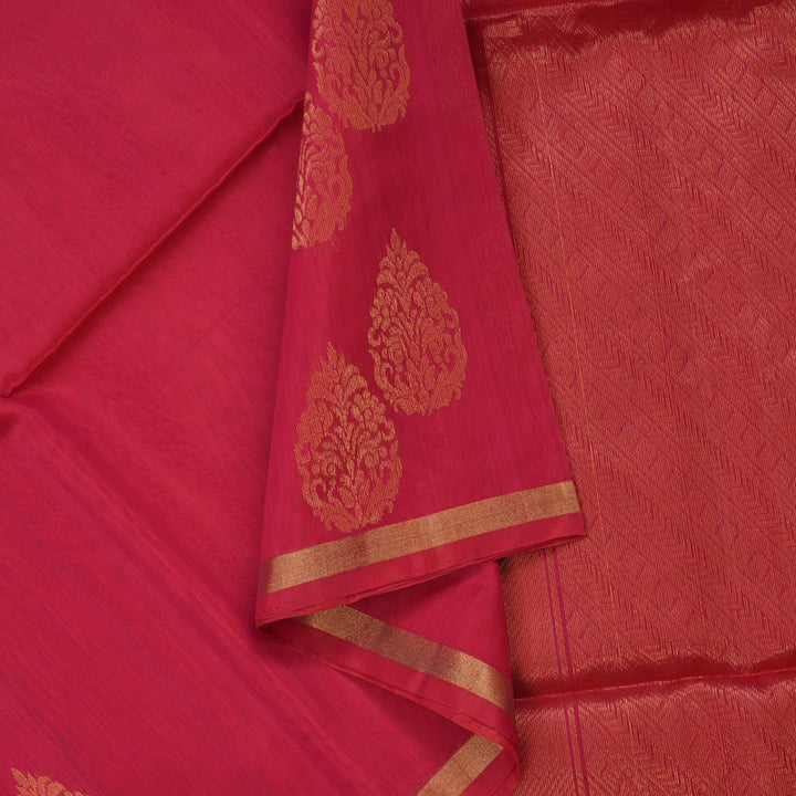 Hayagrivas Handloom Pink Pure Kora Silk Cotton Saree KBE1485J3-13