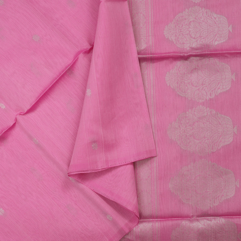 Hayagrivas Handloom Rose Pink Kora Silk Cotton Saree KBE1485J3-14