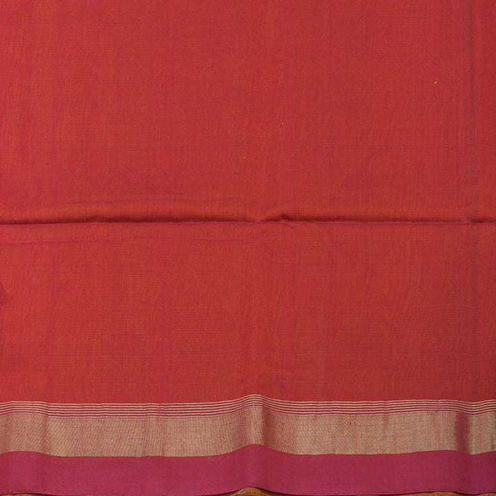 Hayagrivas Handloom Tumeric Yellow Kora Silk Cotton Saree with Red Border KBE1485J3-17