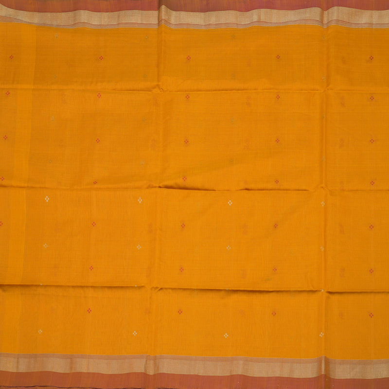 Hayagrivas Handloom Tumeric Yellow Kora Silk Cotton Saree with Red Border KBE1485J3-17