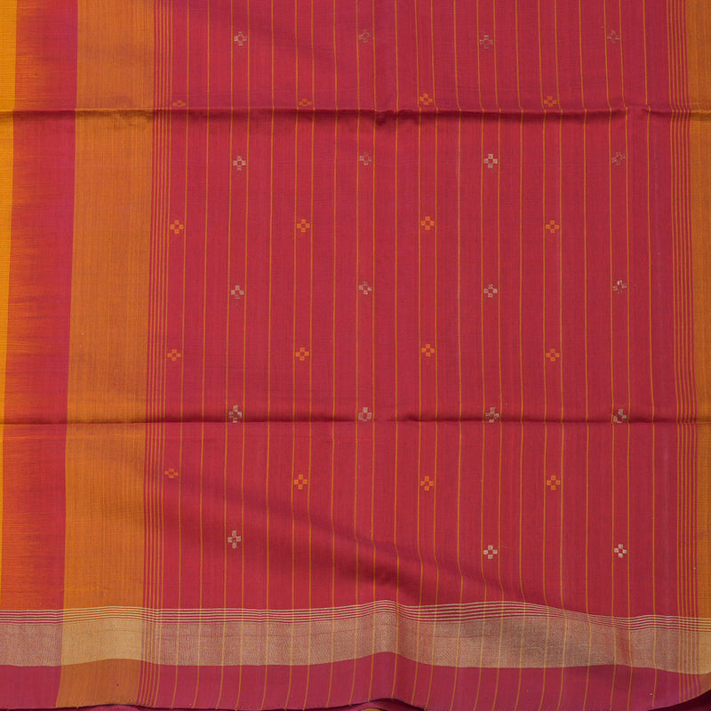 Hayagrivas Handloom Tumeric Yellow Kora Silk Cotton Saree with Red Border KBE1485J3-17