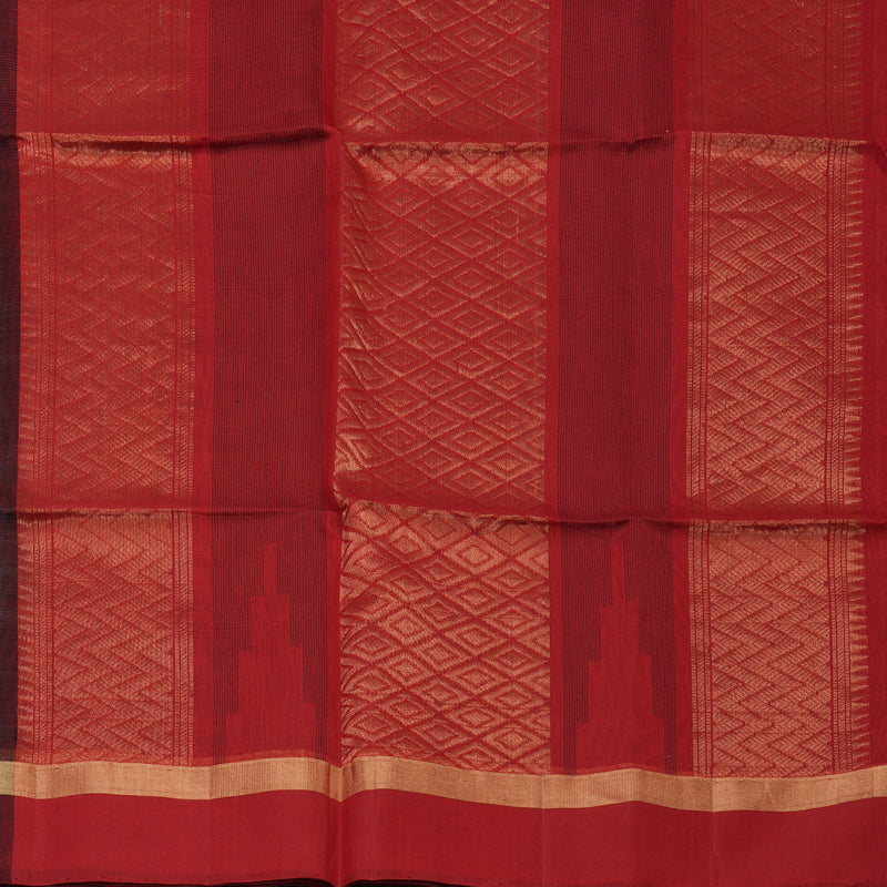 Hayagrivas Dark Grey Pure Kora Silk Cotton Saree with Araku Border KBE1485J3-34