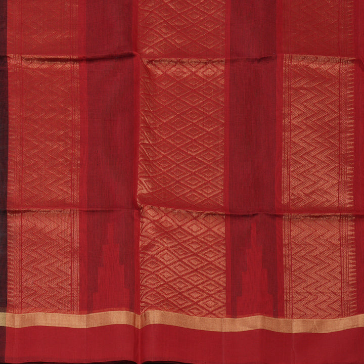 Hayagrivas Dark Grey Pure Kora Silk Cotton Saree with Araku Border KBE1485J3-34