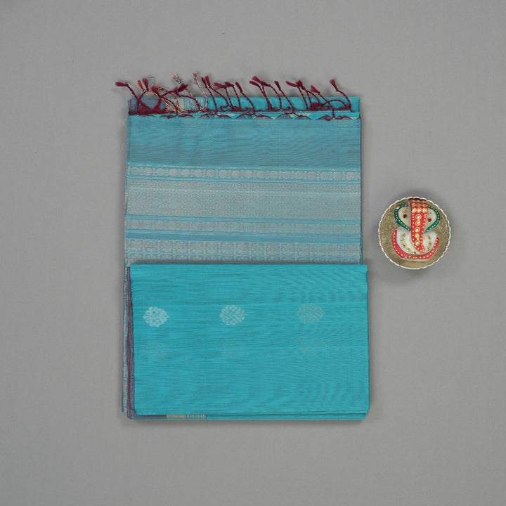 Hayagrivas Sky Blue Kora Silk Cotton Saree KBE1485J3-45