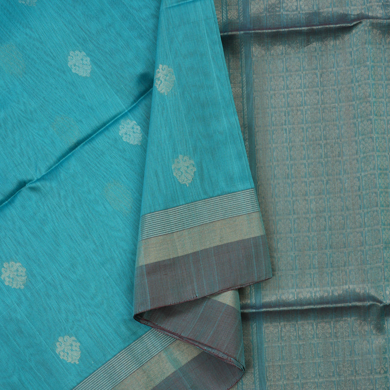 Hayagrivas Sky Blue Kora Silk Cotton Saree KBE1485J3-45