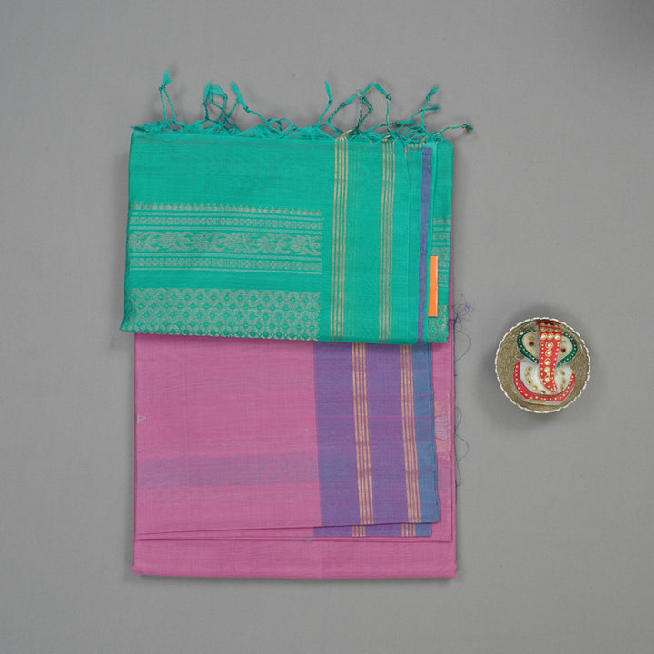 Hayagrivas Lavendar Pure Kora Silk Cotton Saree with Dual Tone Purple Border KBE1485J3-5