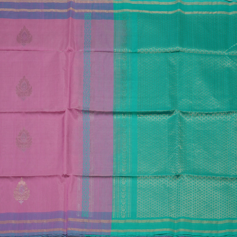 Hayagrivas Lavendar Pure Kora Silk Cotton Saree with Dual Tone Purple Border KBE1485J3-5