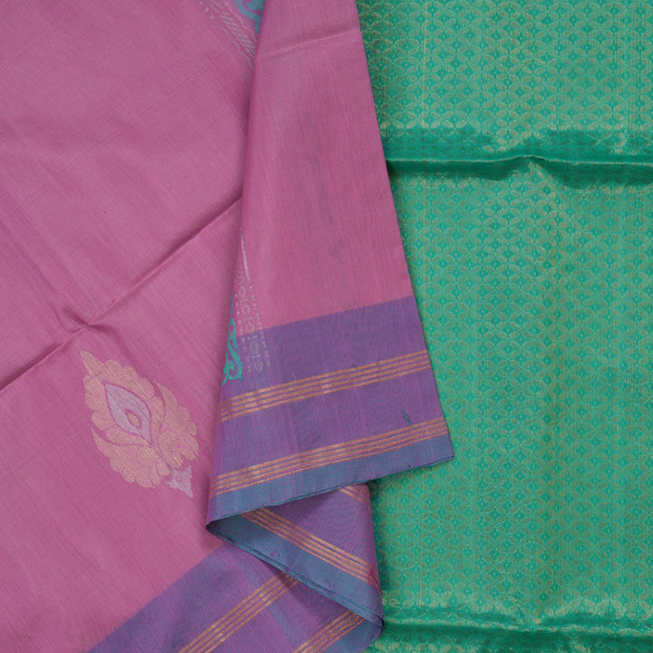 Hayagrivas Lavendar Pure Kora Silk Cotton Saree with Dual Tone Purple Border KBE1485J3-5