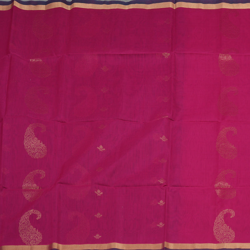 Hayagrivas Handloom Magenta Pink Pure Kora Silk Cotton Saree with Small Border KBE1485J3-55