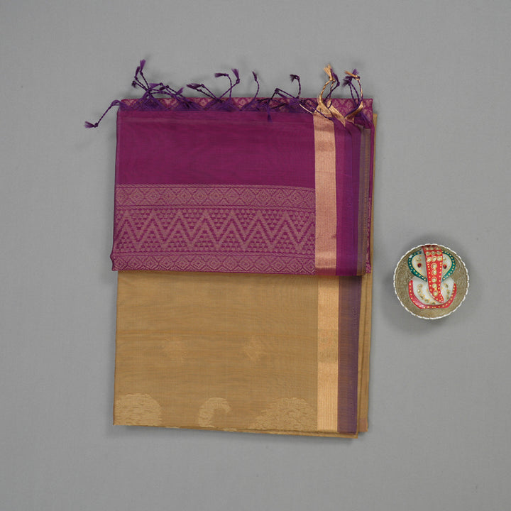 Hayagrivas Sandal Beige Pure Kora Silk Cotton Saree with Small Border KBE1485J3-58