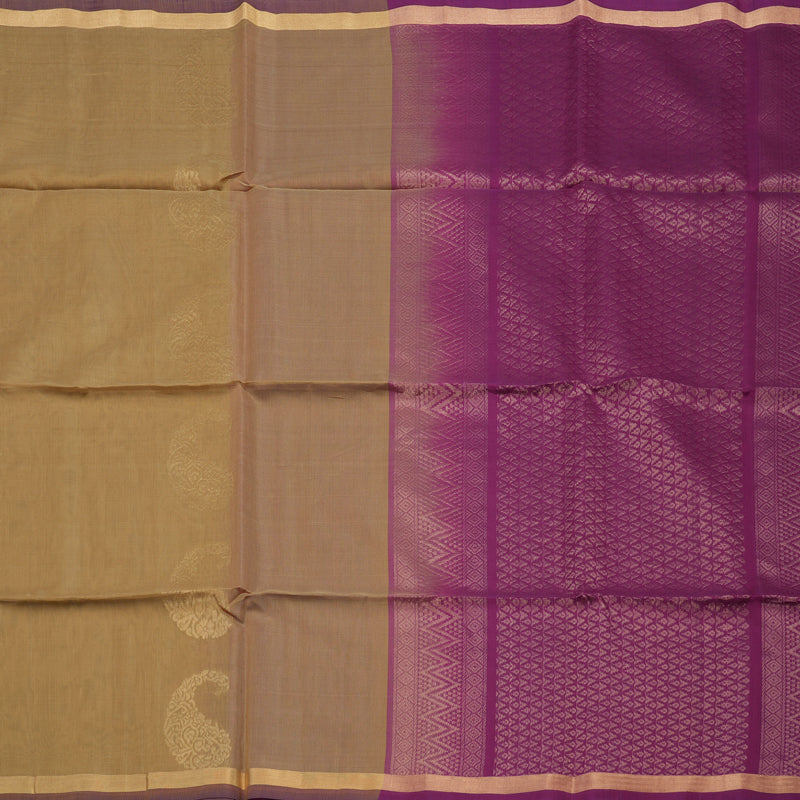 Hayagrivas Sandal Beige Pure Kora Silk Cotton Saree with Small Border KBE1485J3-58