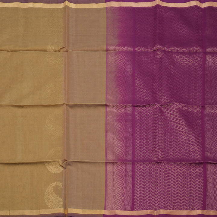 Hayagrivas Sandal Beige Pure Kora Silk Cotton Saree with Small Border KBE1485J3-58
