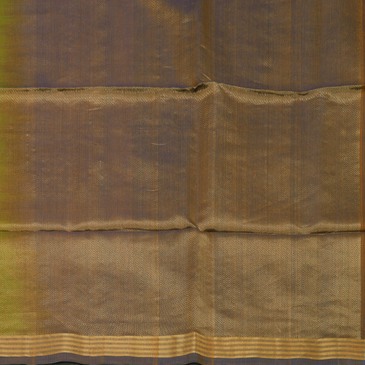 Hayagrivas Sampanga Green Pure Kora Silk Cotton Saree with Mild Purple Border KBE1485J4-1