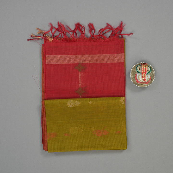 Hayagrivas Sampanga Green Kora Silk Cotton Saree KBE1485J4-12