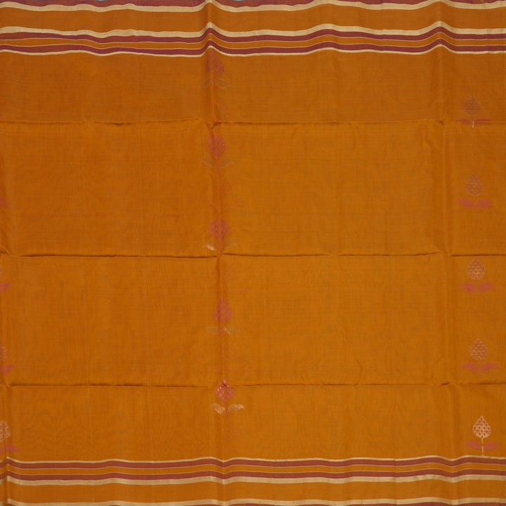 Hayagrivas Tumeric Yellow Pure Kora Silk Cotton Saree KBE1485J4-14