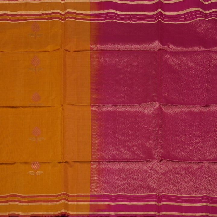 Hayagrivas Tumeric Yellow Pure Kora Silk Cotton Saree KBE1485J4-14