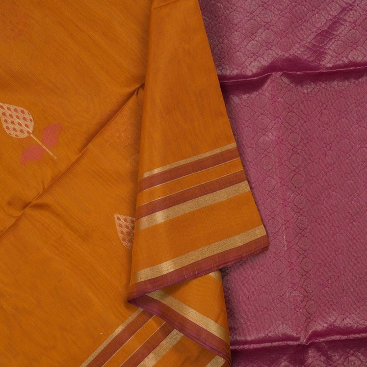 Hayagrivas Tumeric Yellow Pure Kora Silk Cotton Saree KBE1485J4-14