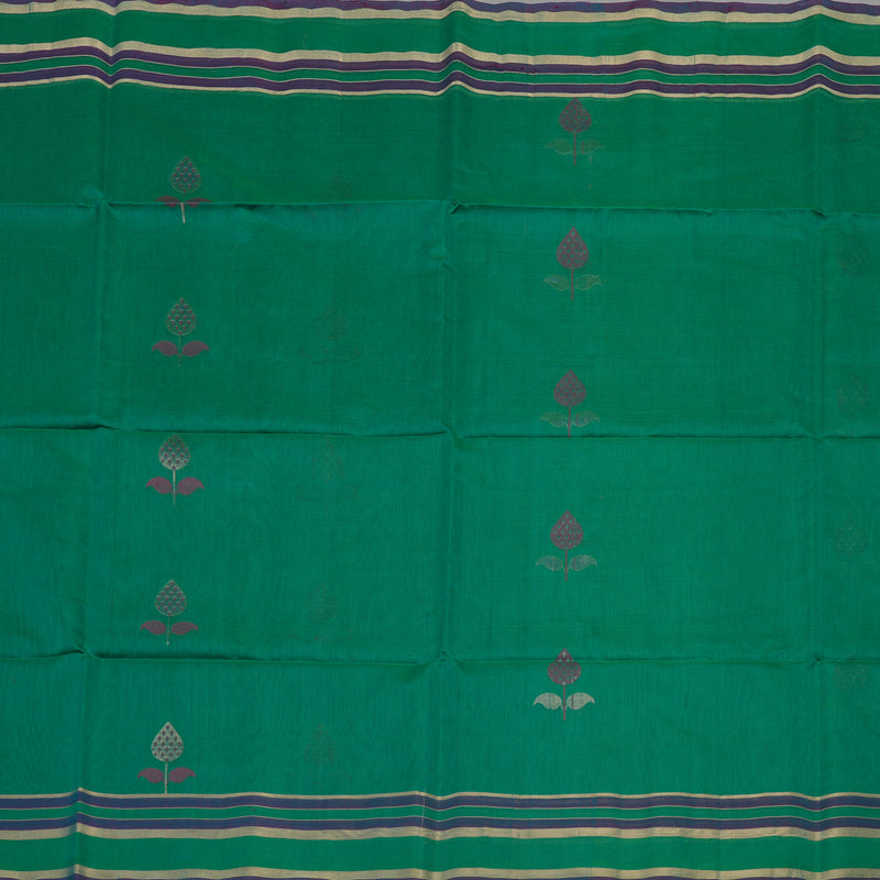 Hayagrivas Peacock Green Kora Silk Cotton Saree KBE1485J4-15
