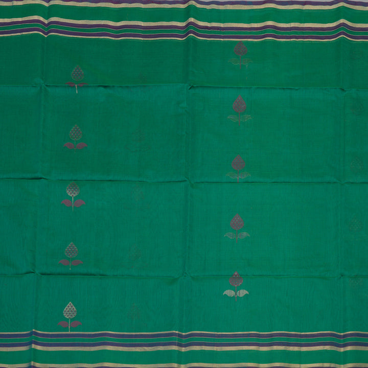 Hayagrivas Peacock Green Kora Silk Cotton Saree KBE1485J4-15