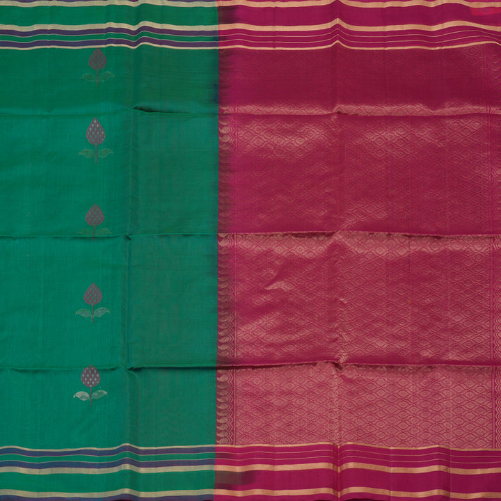 Hayagrivas Peacock Green Kora Silk Cotton Saree KBE1485J4-15