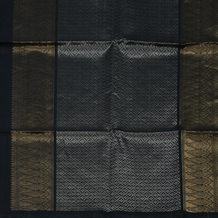 Hayagrivas Black Pure Kora Silk Cotton Saree KBE1485J4-3