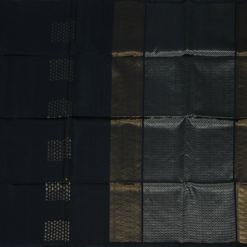 Hayagrivas Black Pure Kora Silk Cotton Saree KBE1485J4-3