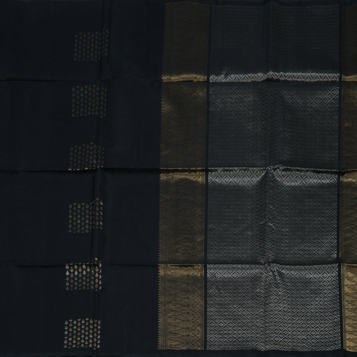 Hayagrivas Black Pure Kora Silk Cotton Saree KBE1485J4-3