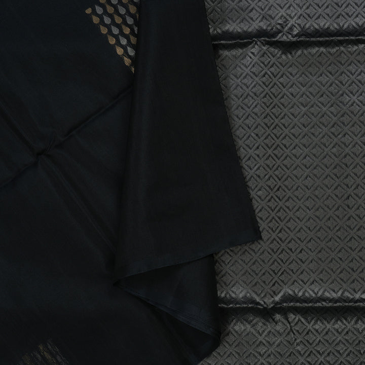 Hayagrivas Black Pure Kora Silk Cotton Saree KBE1485J4-3