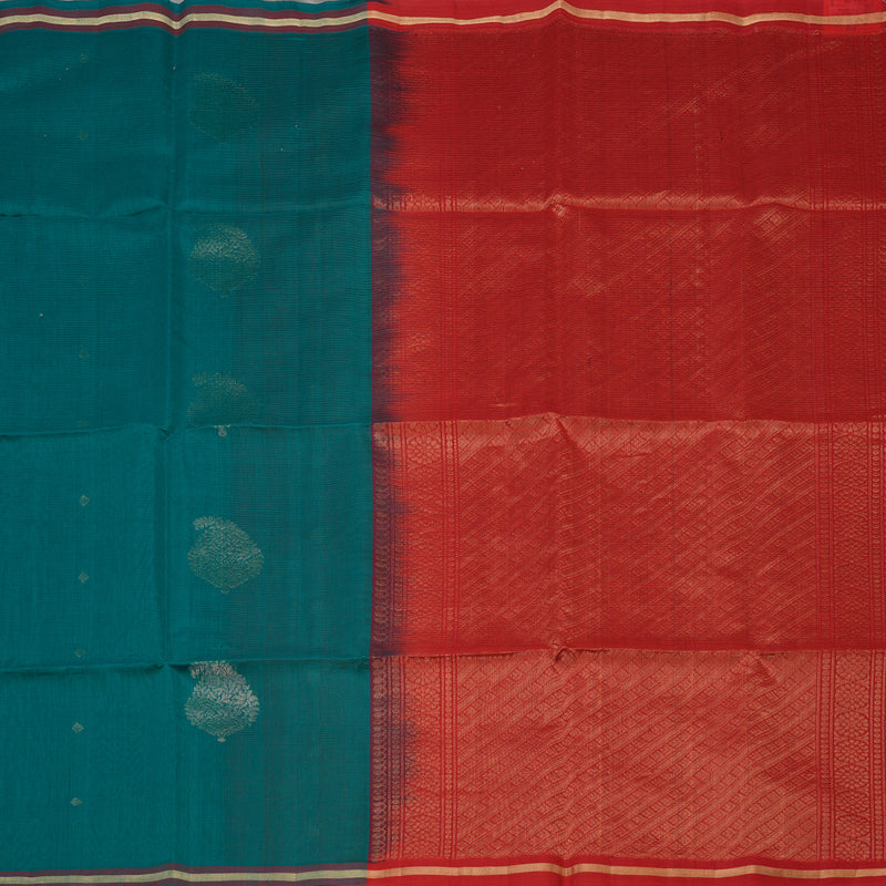 Hayagrivas Handloom Emrald Green Pure Kora Silk Cotton Saree KBE1485J4-5