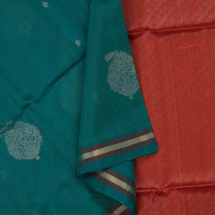 Hayagrivas Handloom Emrald Green Pure Kora Silk Cotton Saree KBE1485J4-5