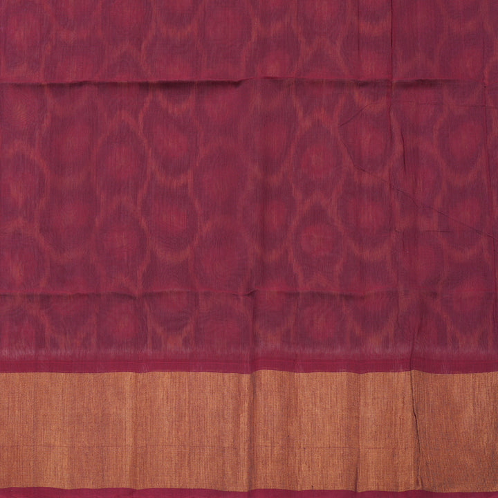 Hayagrivas Handloom Grey Ikkat Kora Silk Cotton Saree with Deep Red Border KBE1485J4-7
