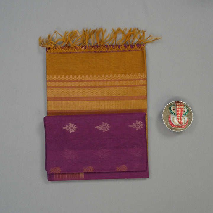 Hayagrivas Purple Pure Kora Silk Cotton Saree with Antique Border KBE1485J4-8