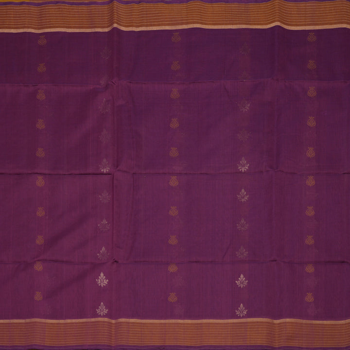 Hayagrivas Purple Pure Kora Silk Cotton Saree with Antique Border KBE1485J4-8