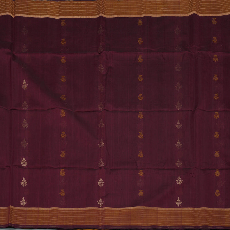 Hayagrivas Wine Maroon Kora Silk Cotton Saree KBE1485J4-9