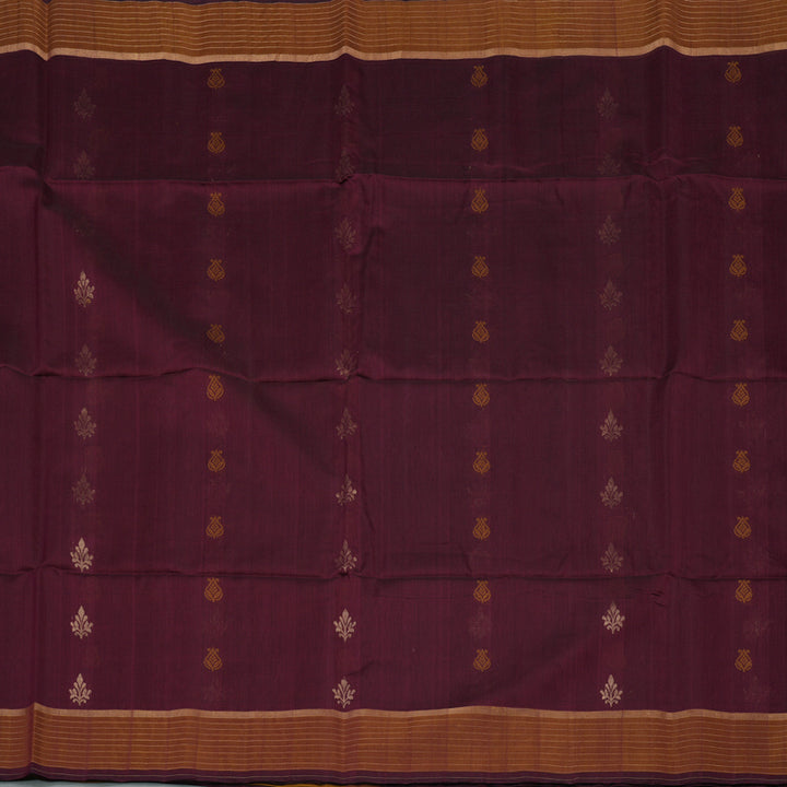 Hayagrivas Wine Maroon Kora Silk Cotton Saree KBE1485J4-9