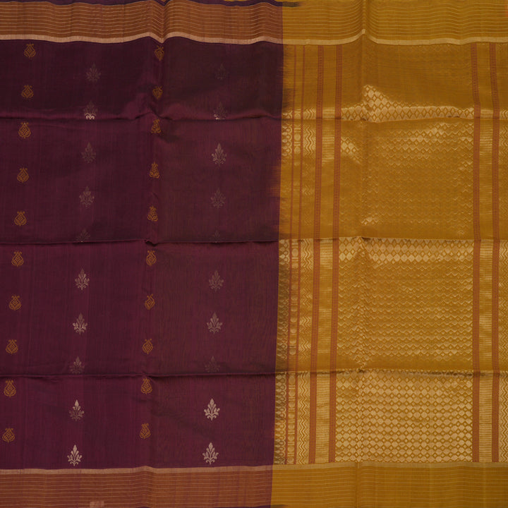 Hayagrivas Wine Maroon Kora Silk Cotton Saree KBE1485J4-9
