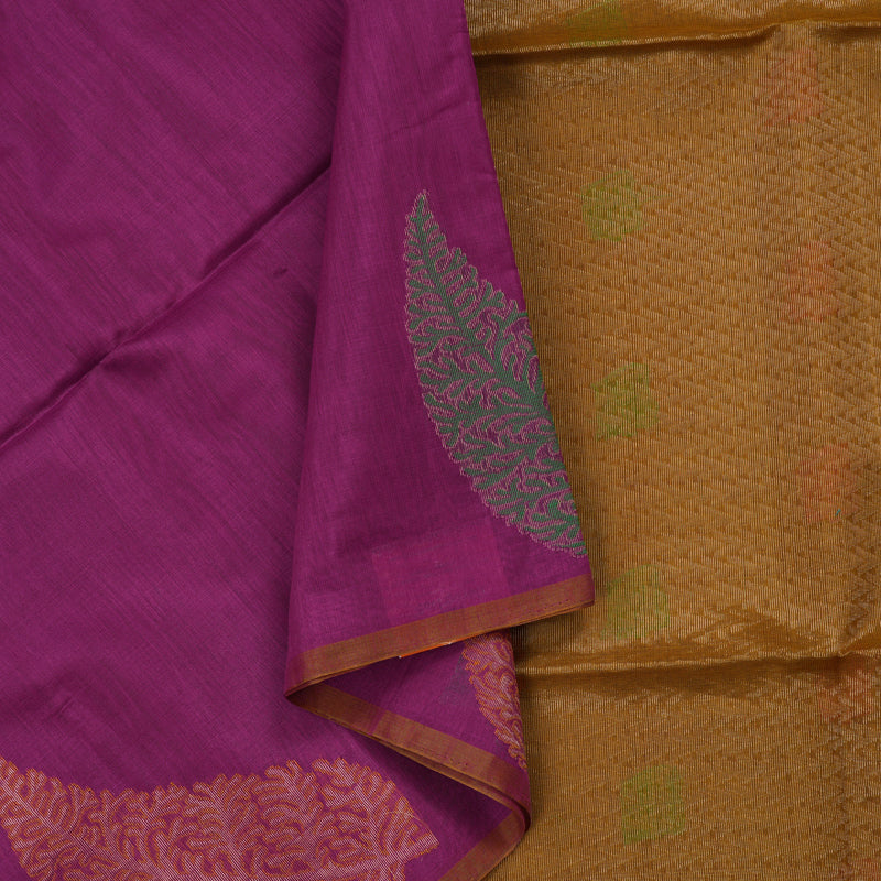 Hayagrivas Purple Kora Silk Cotton Saree KBE1485J5-12