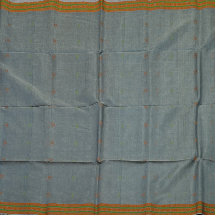 Hayagrivas Handloom Grey Pure Kora Silk Cotton Saree KBE1485J5-2