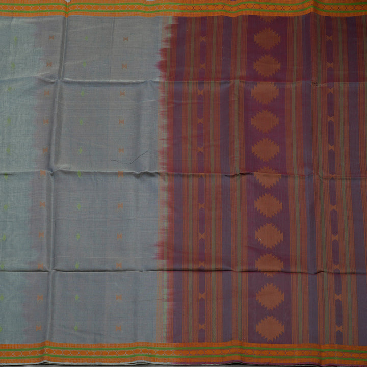 Hayagrivas Handloom Grey Pure Kora Silk Cotton Saree KBE1485J5-2