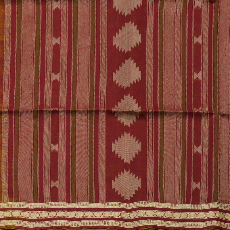 Hayagrivas Handloom Dual Tone Musard & Maroon Kora Silk Cotton Saree with Border KBE1485J5-8