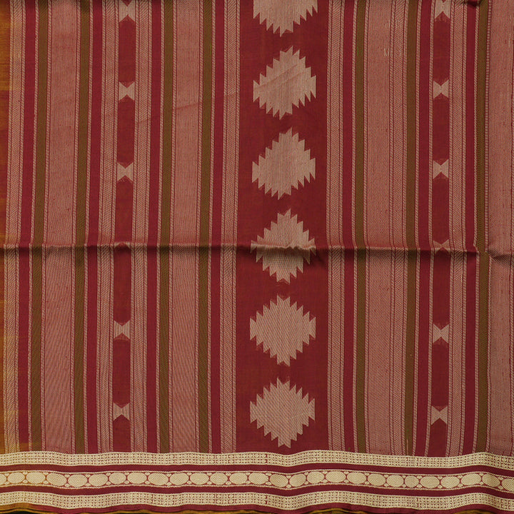 Hayagrivas Handloom Dual Tone Musard & Maroon Kora Silk Cotton Saree with Border KBE1485J5-8