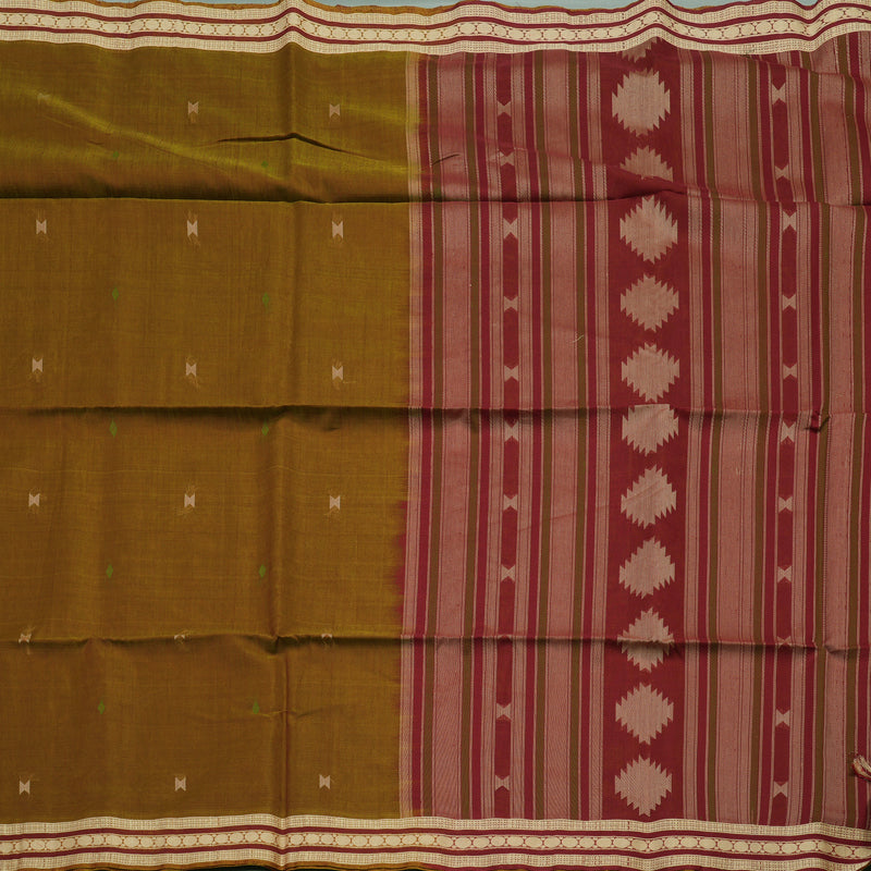 Hayagrivas Handloom Dual Tone Musard & Maroon Kora Silk Cotton Saree with Border KBE1485J5-8