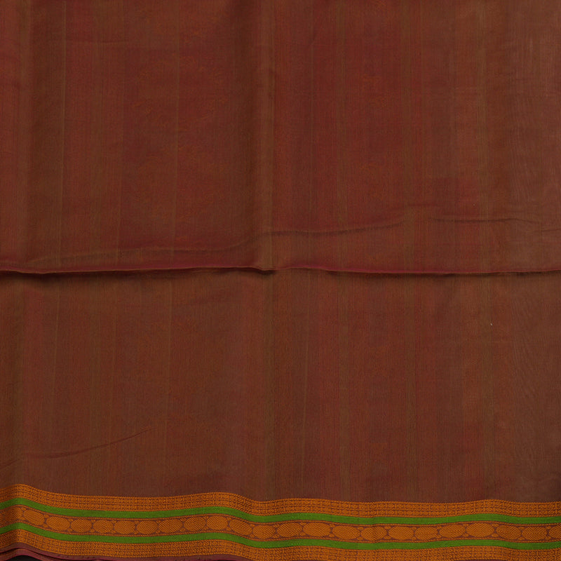 Hayagrivas Sage Green Pure Kora Silk Cotton Saree with Orange Thread Work Border KBE1485J5-9