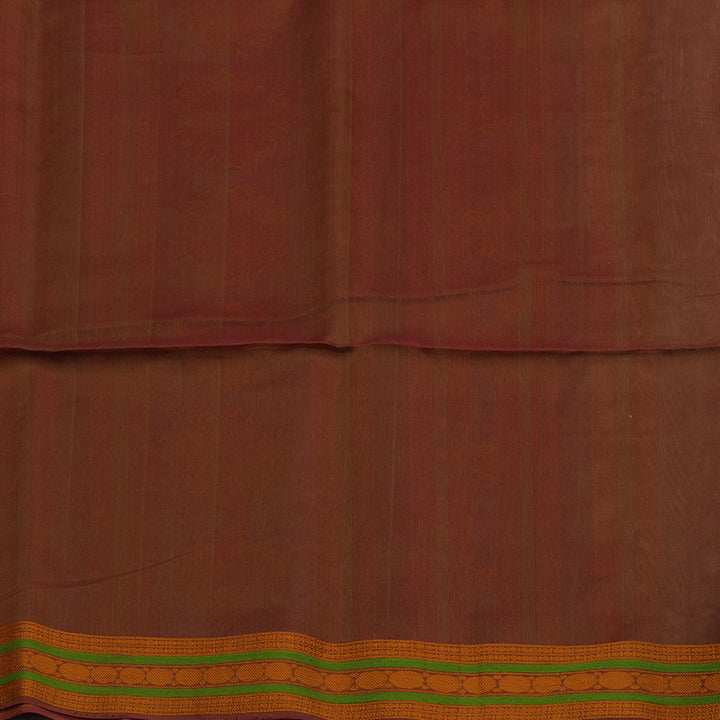 Hayagrivas Sage Green Pure Kora Silk Cotton Saree with Orange Thread Work Border KBE1485J5-9