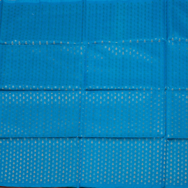 Hayagrivas Aqua Blue Pure Kora Silk Cotton Saree KBE1485J6-1