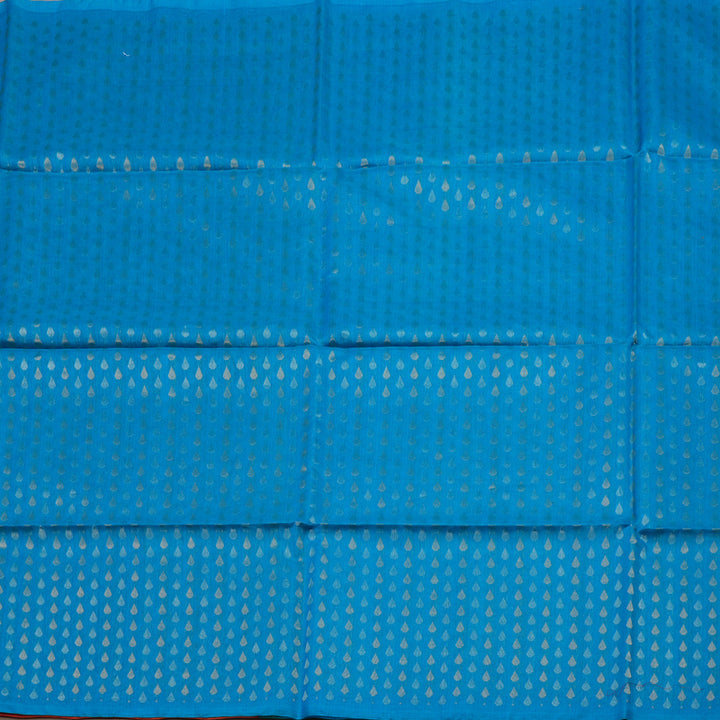 Hayagrivas Aqua Blue Pure Kora Silk Cotton Saree KBE1485J6-1